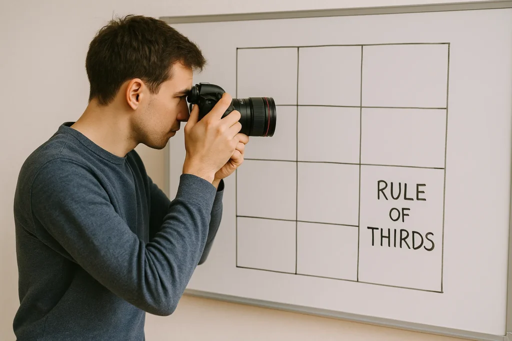 a photographer attempting to practice the rule of thirds