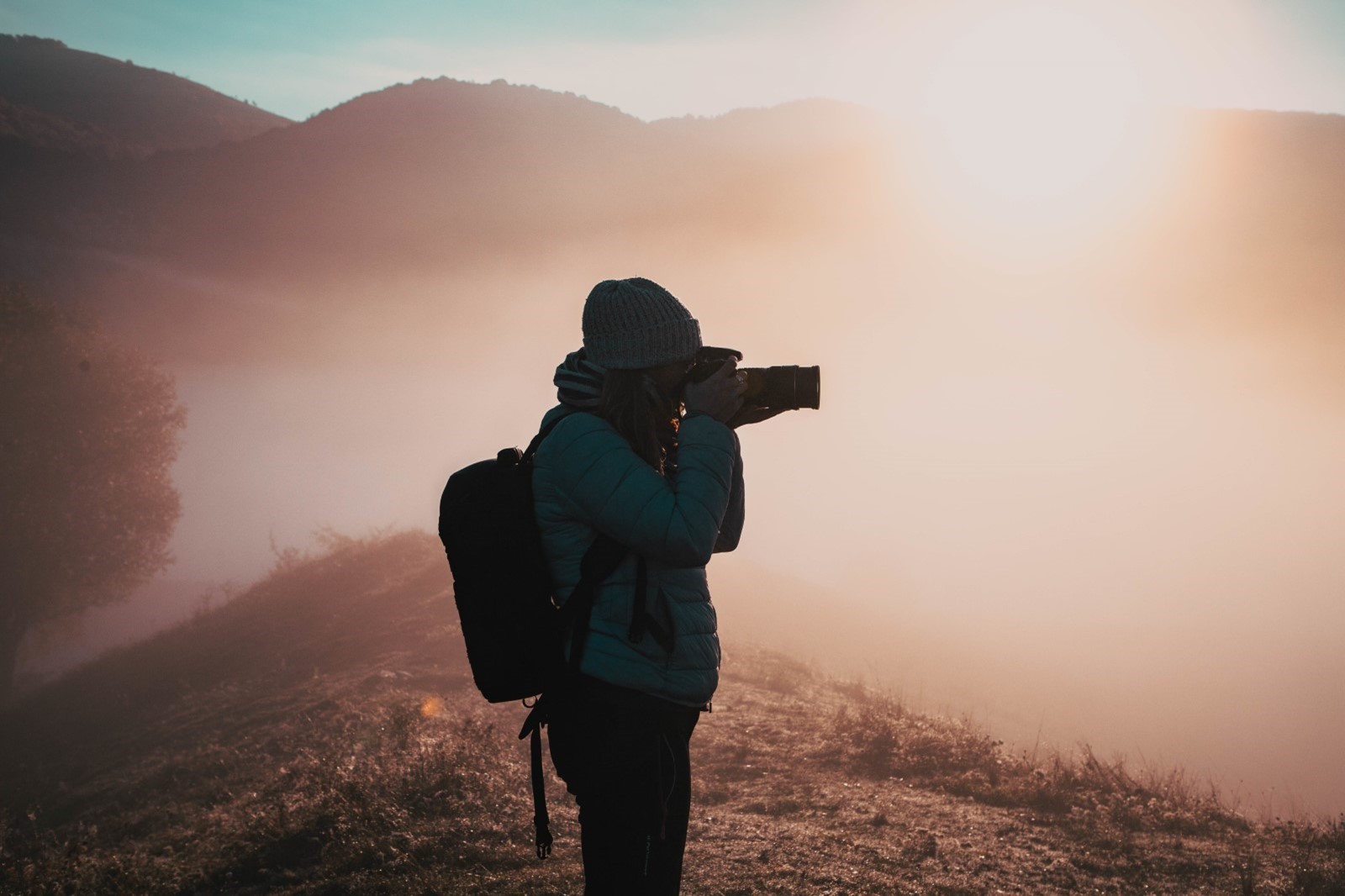 photographer in the fog