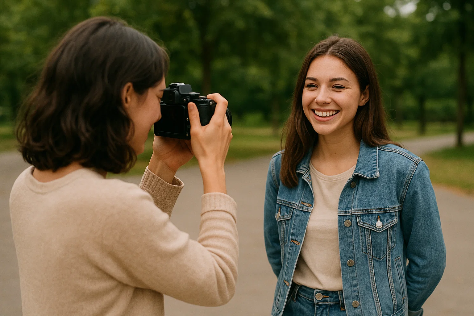 someone taking a photo of their friend with a camera