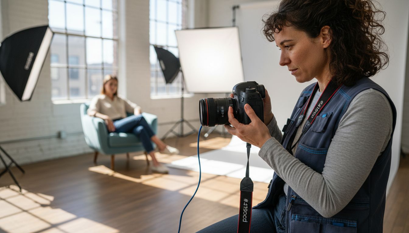 photographer adjusting ISO