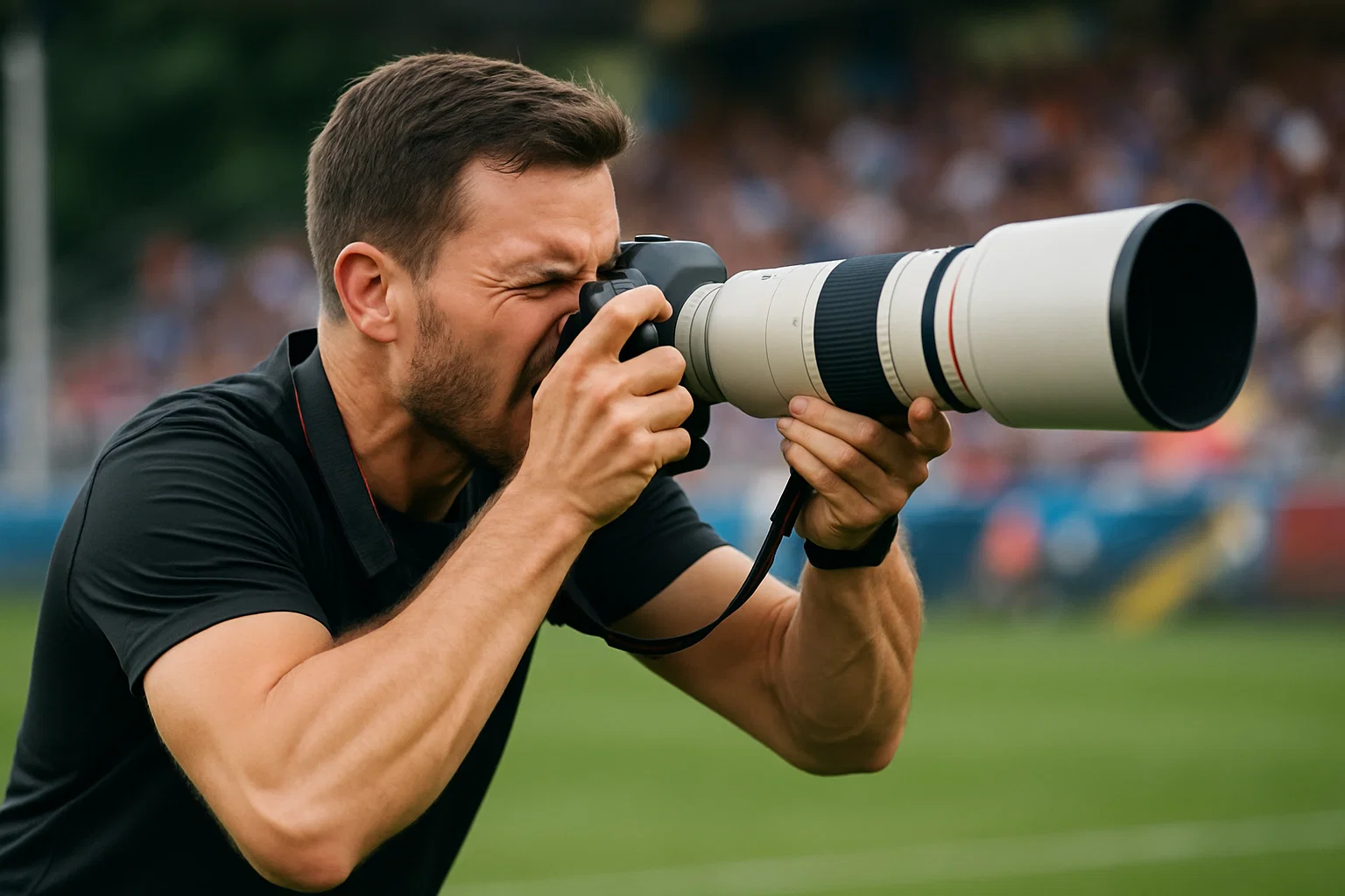 A man conducting action photo shooting steps