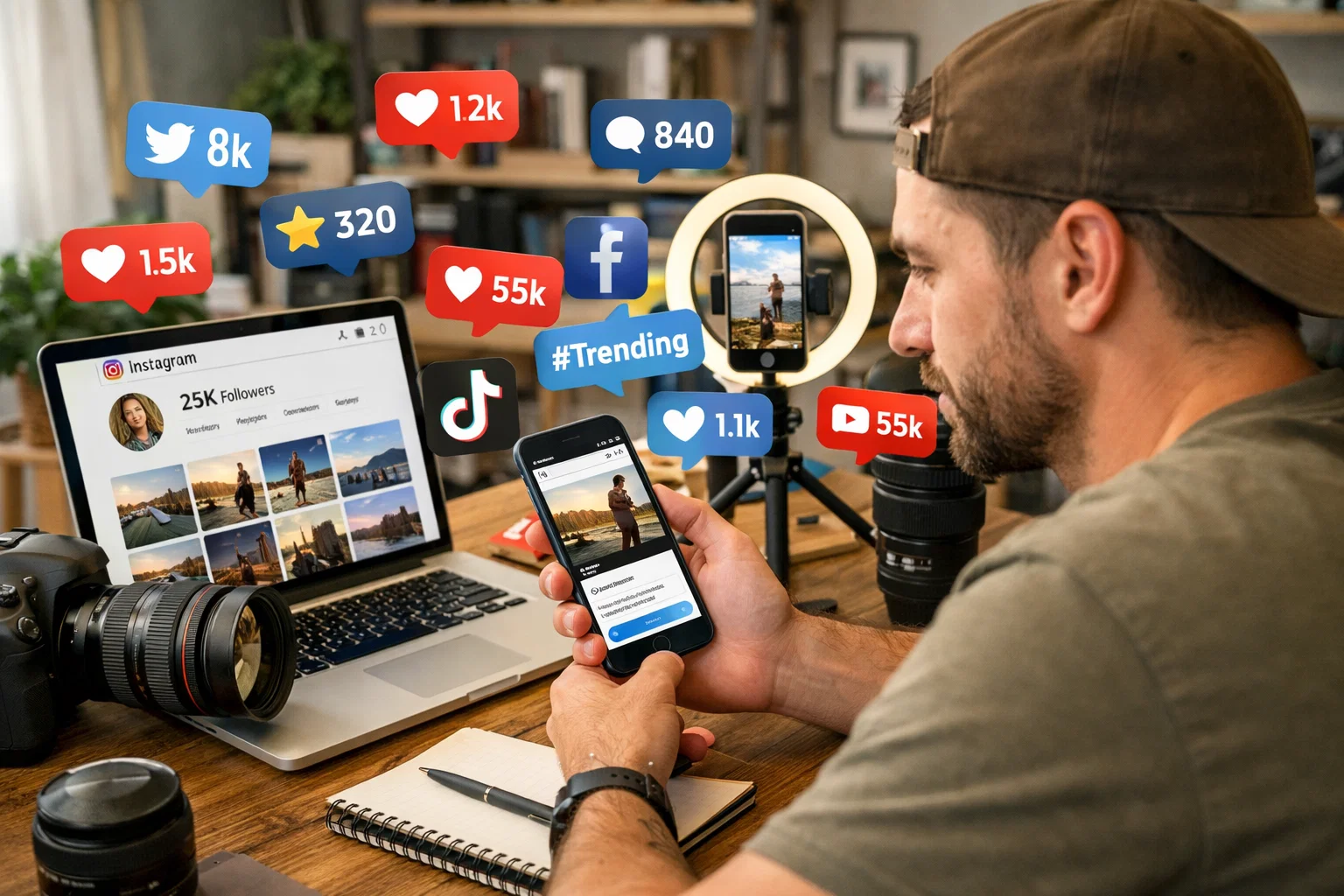 A photographer Maximizing Social Media Trends for Photo Sharing