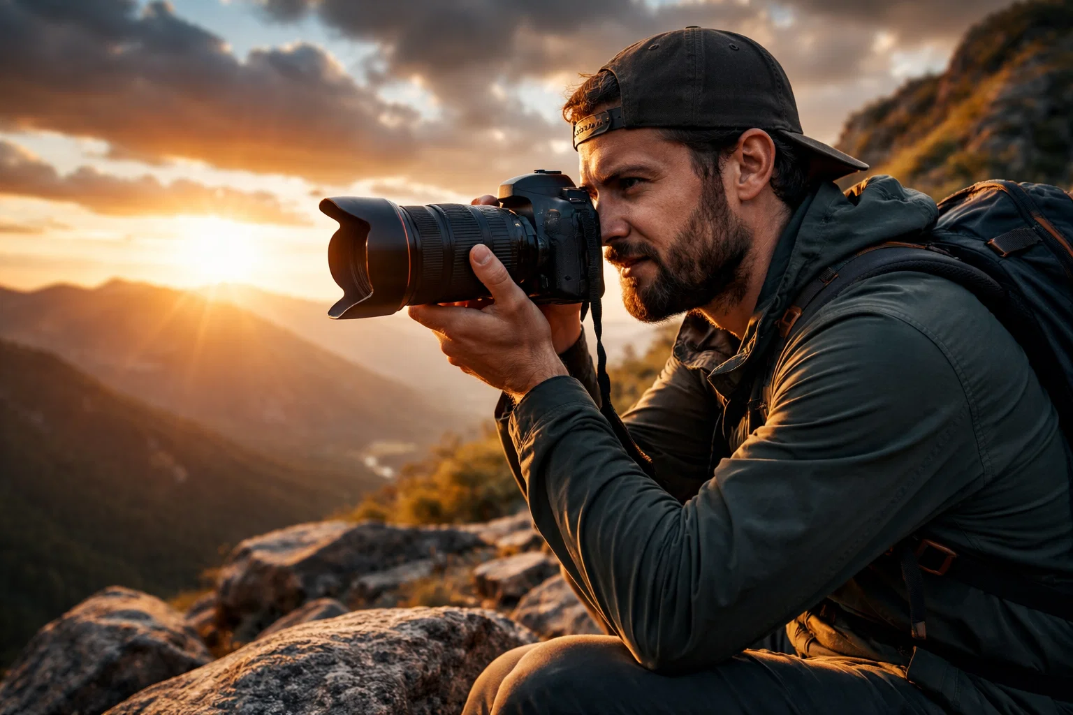 A photographer using high dynamic range