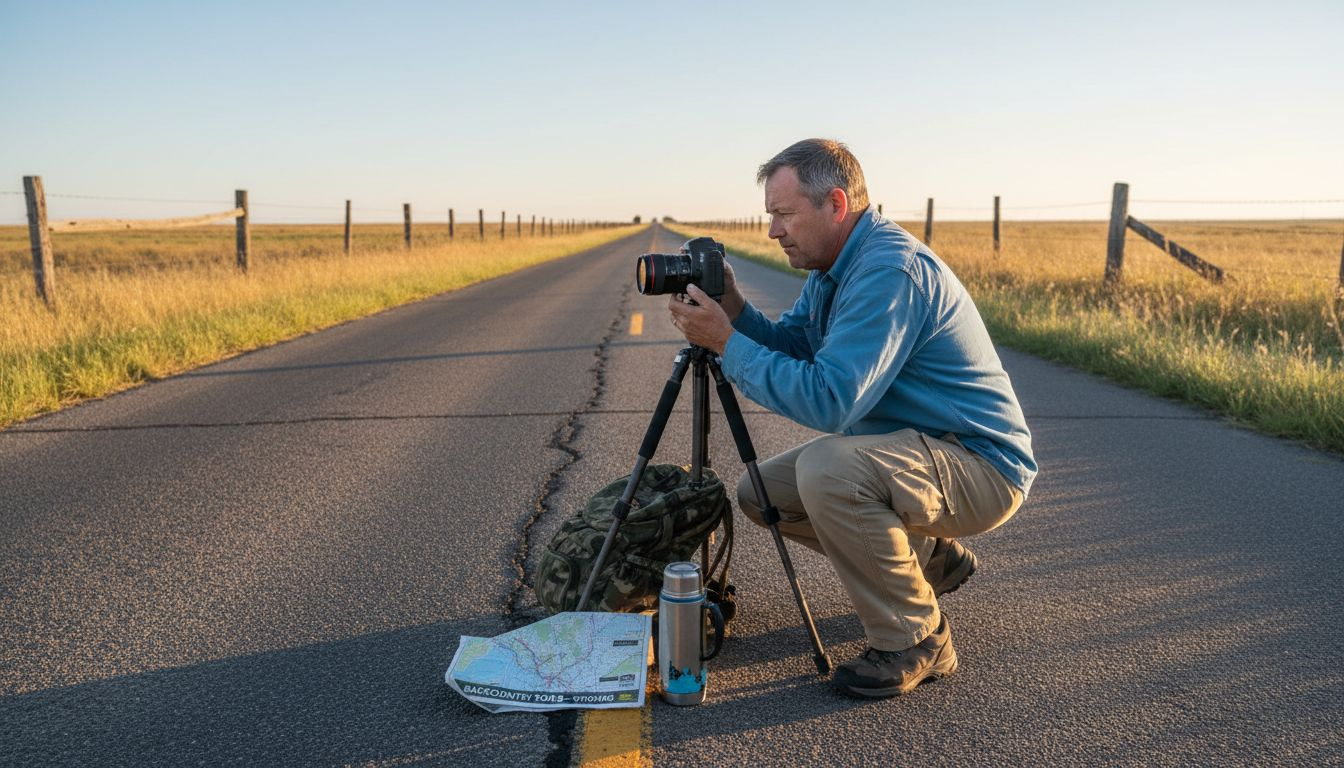 Road as strong leading line in landscape