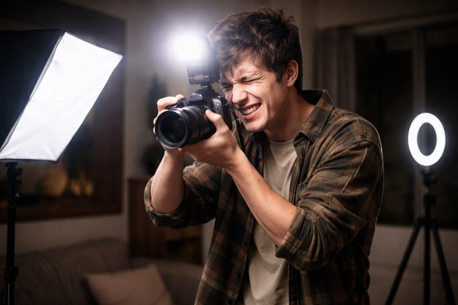 A beginner photographer not using lighting very well 