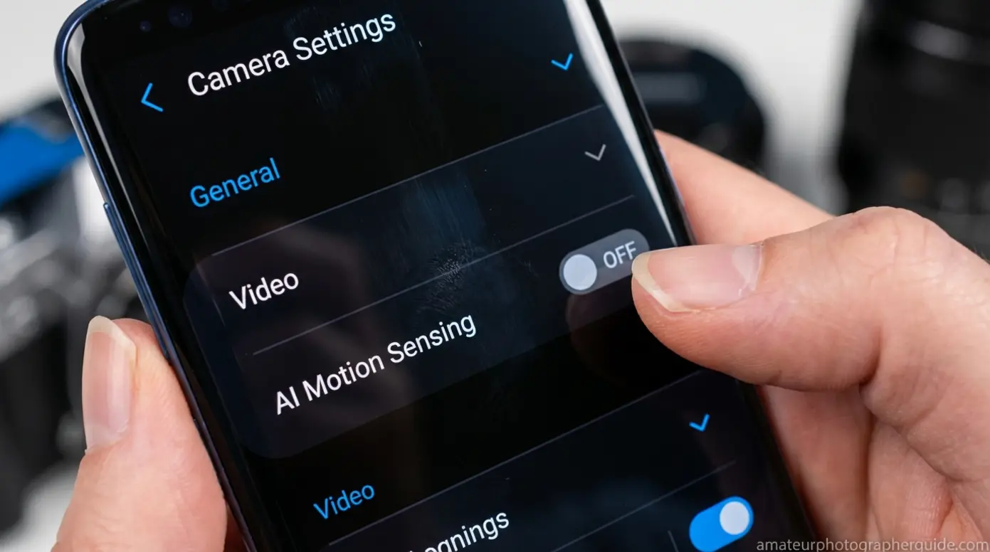 Disabling AI Motion Sensing in Honor Magic 8 Pro camera settings menu