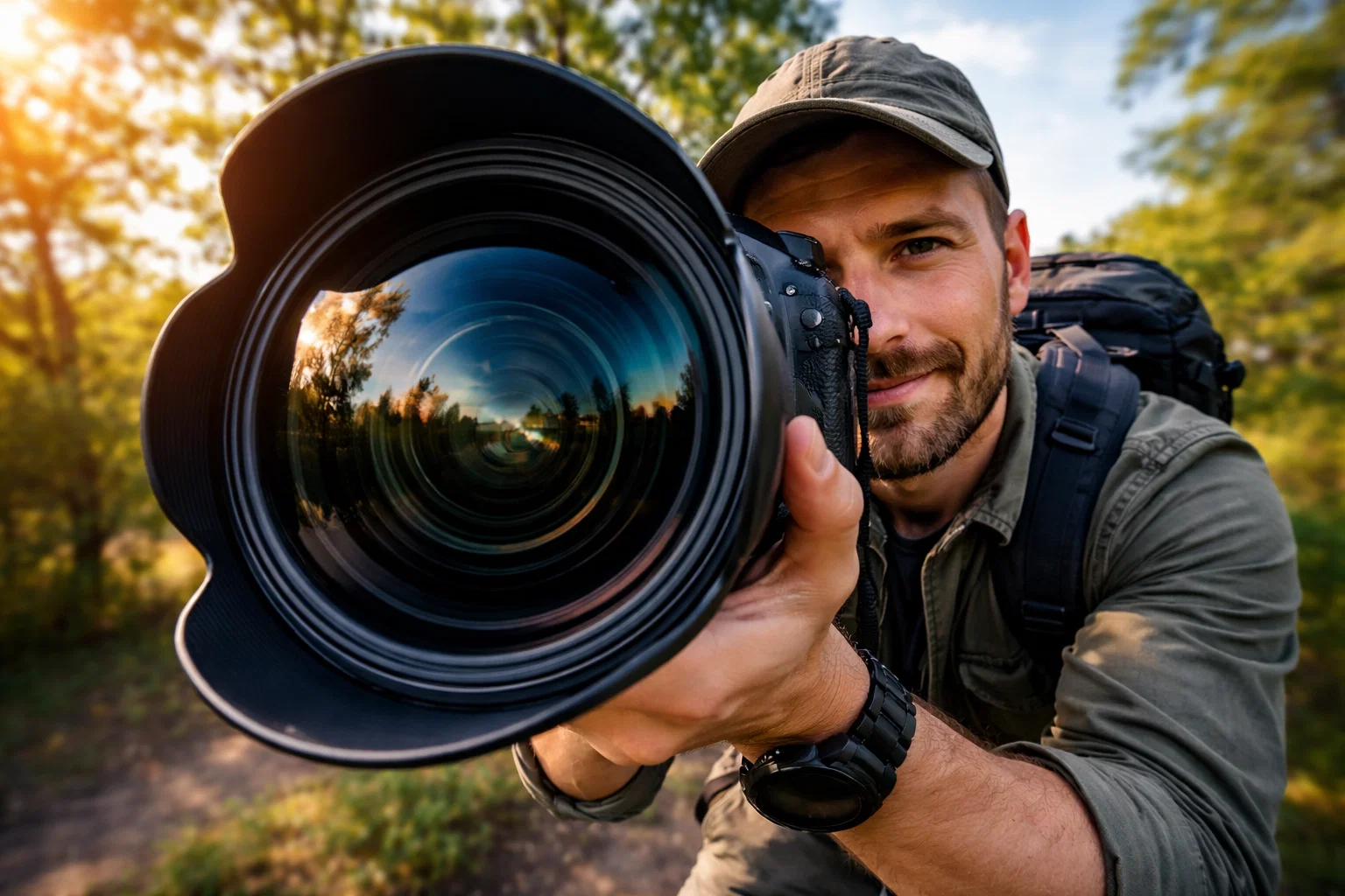 A photographer using wide angle lenses 
