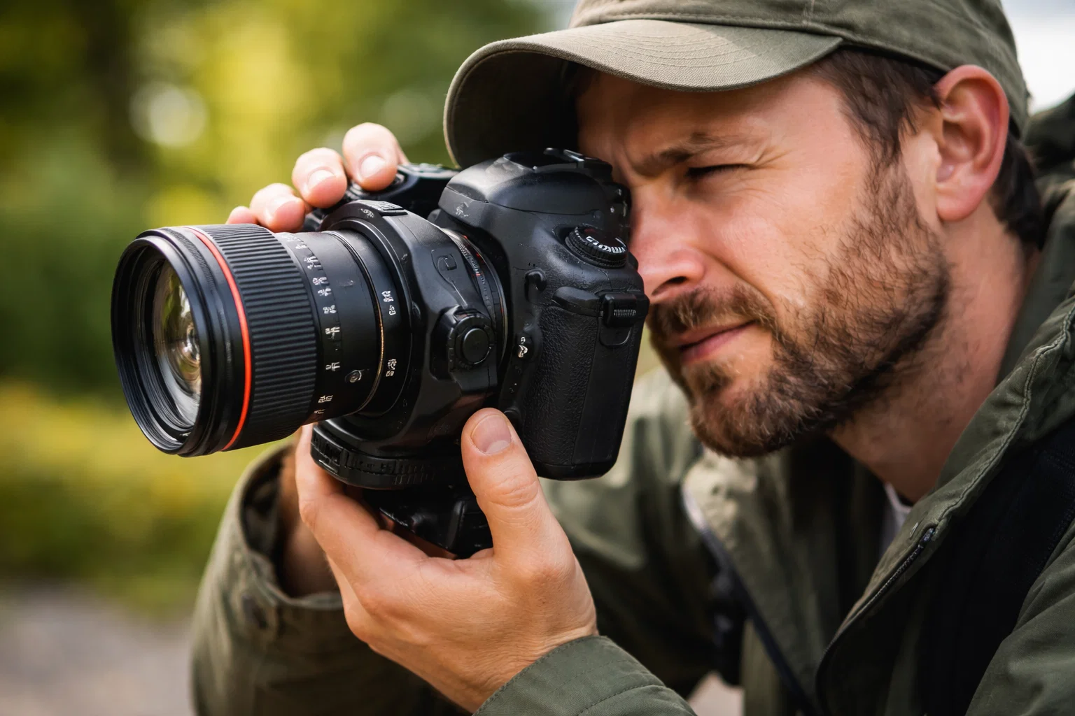 A photographer using a tilt shift lens 