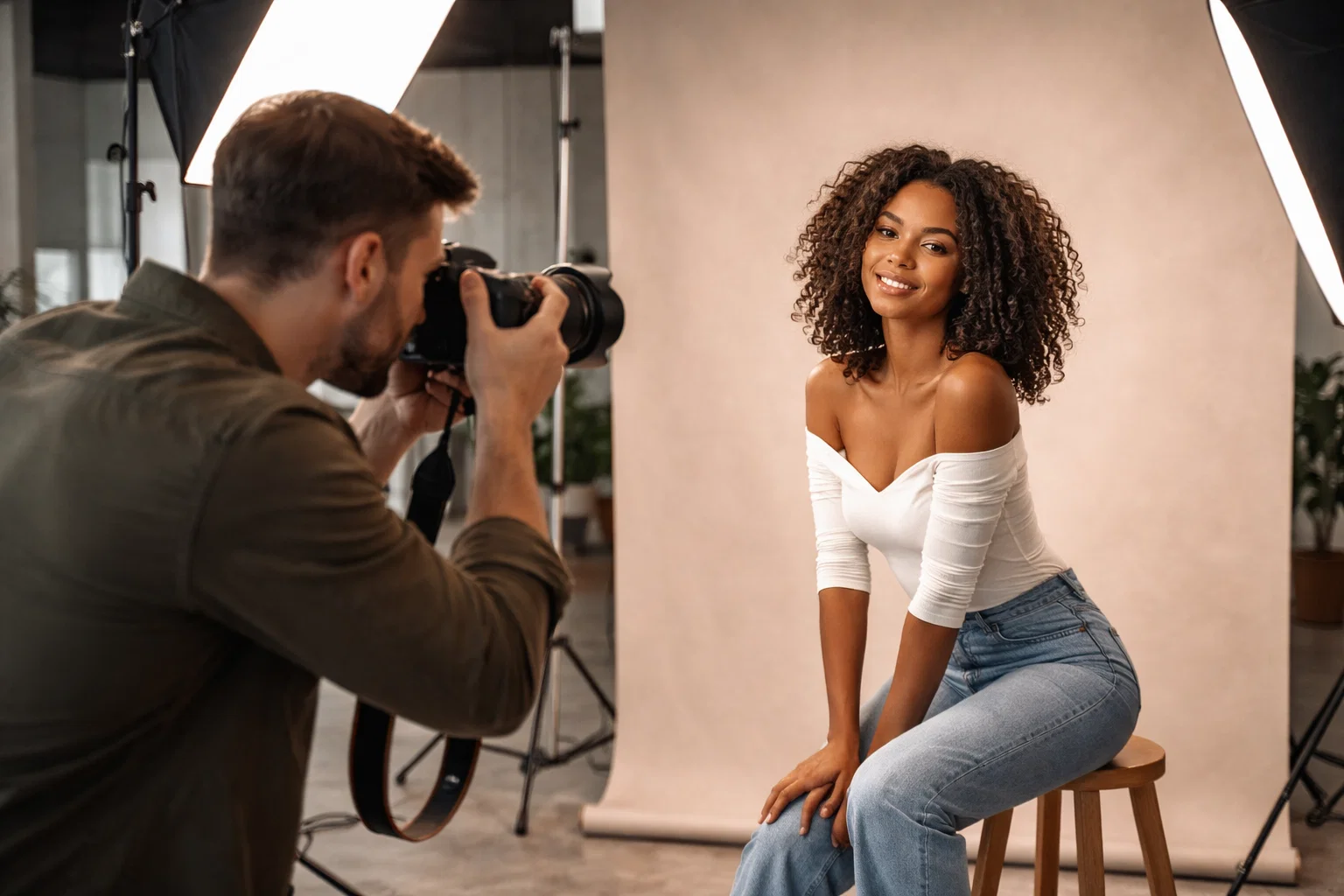 A photographer doing portrait photography