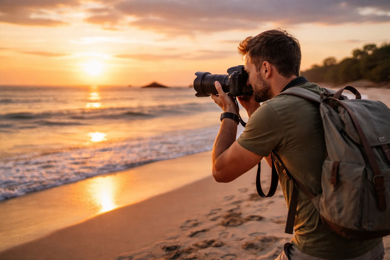 A photographer taking a picture at the beach