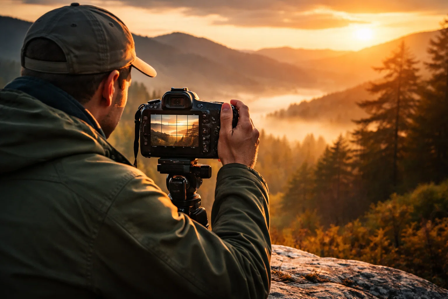 A photographer using the rule of thirds