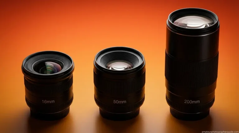 Focal lengths explained with a comparison of wide, standard, and telephoto camera lenses