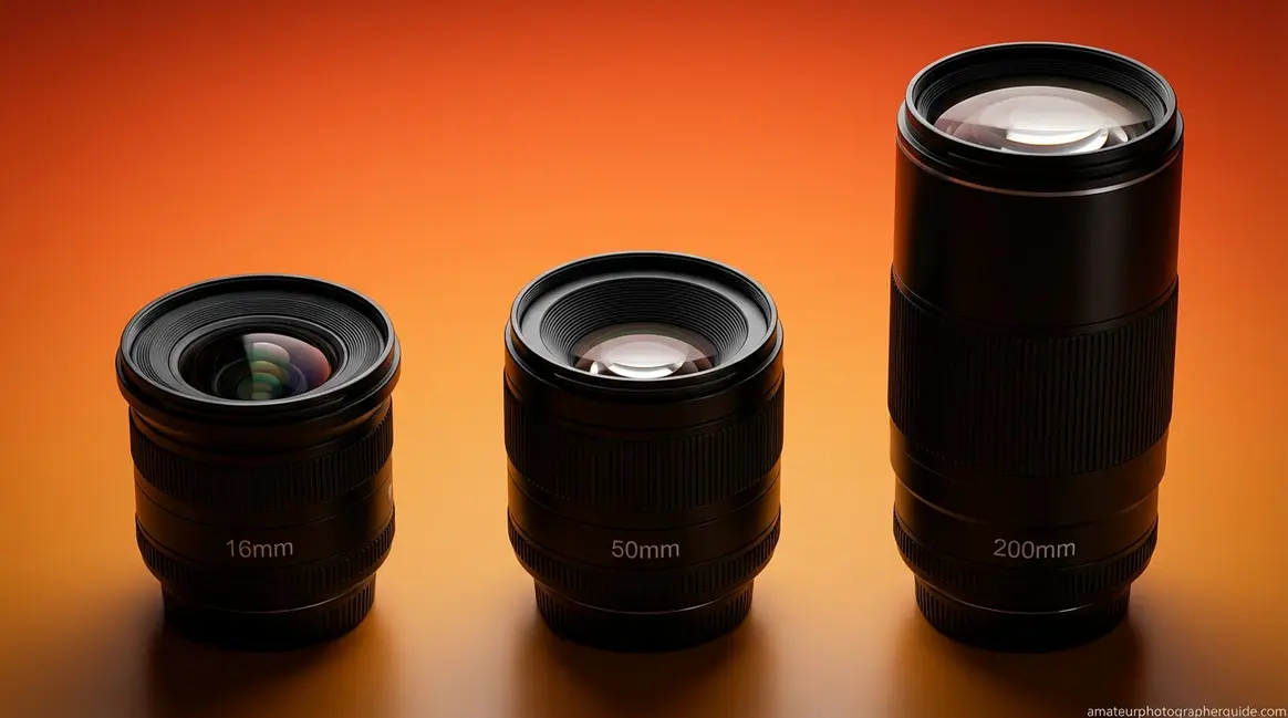 Focal lengths explained with a comparison of wide, standard, and telephoto camera lenses