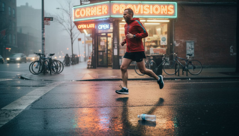 Runner in motion with motion blur effect