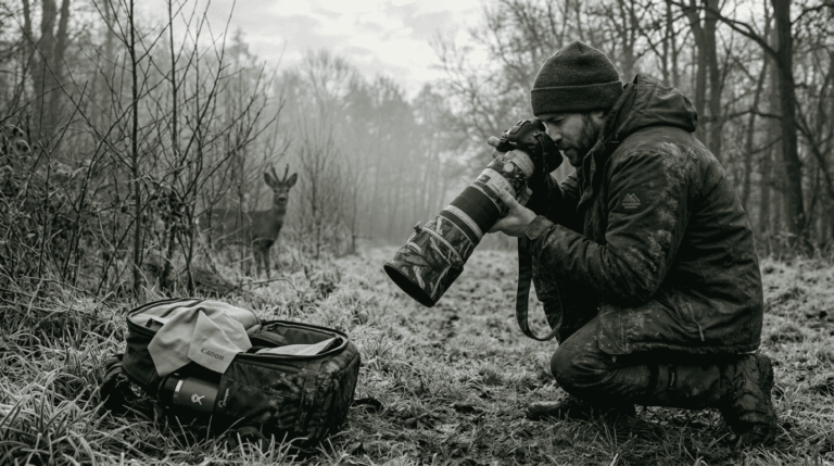 Wildlife photographer ready to capture deer encounter
