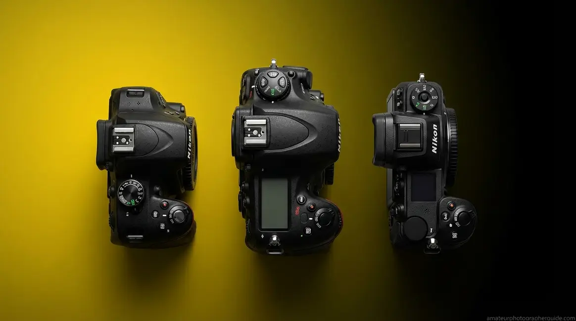How to change aperture Nikon camera guide showing dials on three different camera models