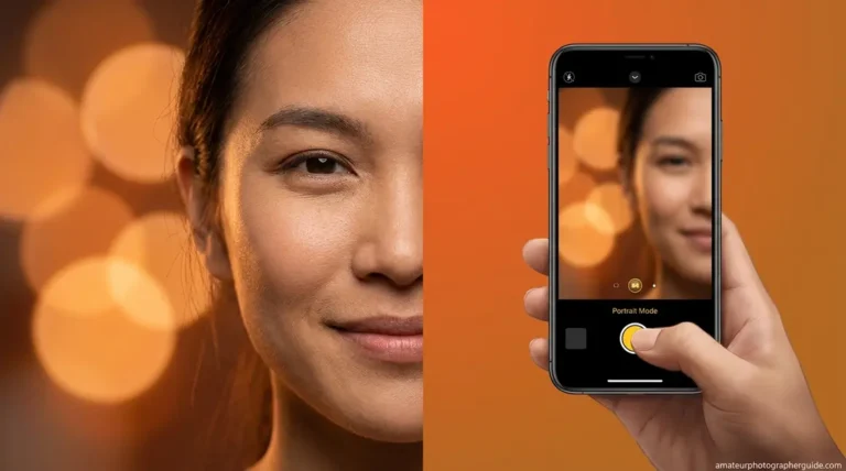 What is portrait mode shown on smartphone camera with blurred bokeh background effect