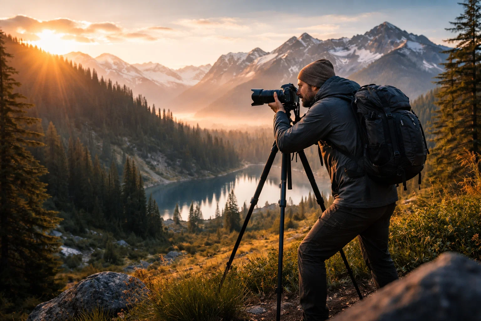 A professional photographer doing LANDSCAPE photography 