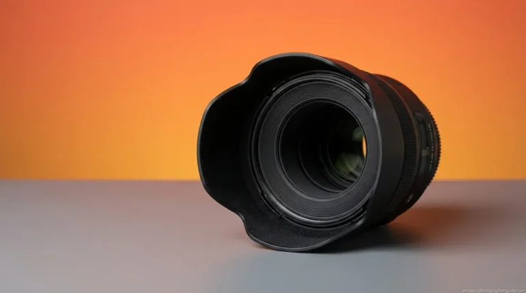 What is a lens hood for — petal lens hood attached to camera lens on studio surface