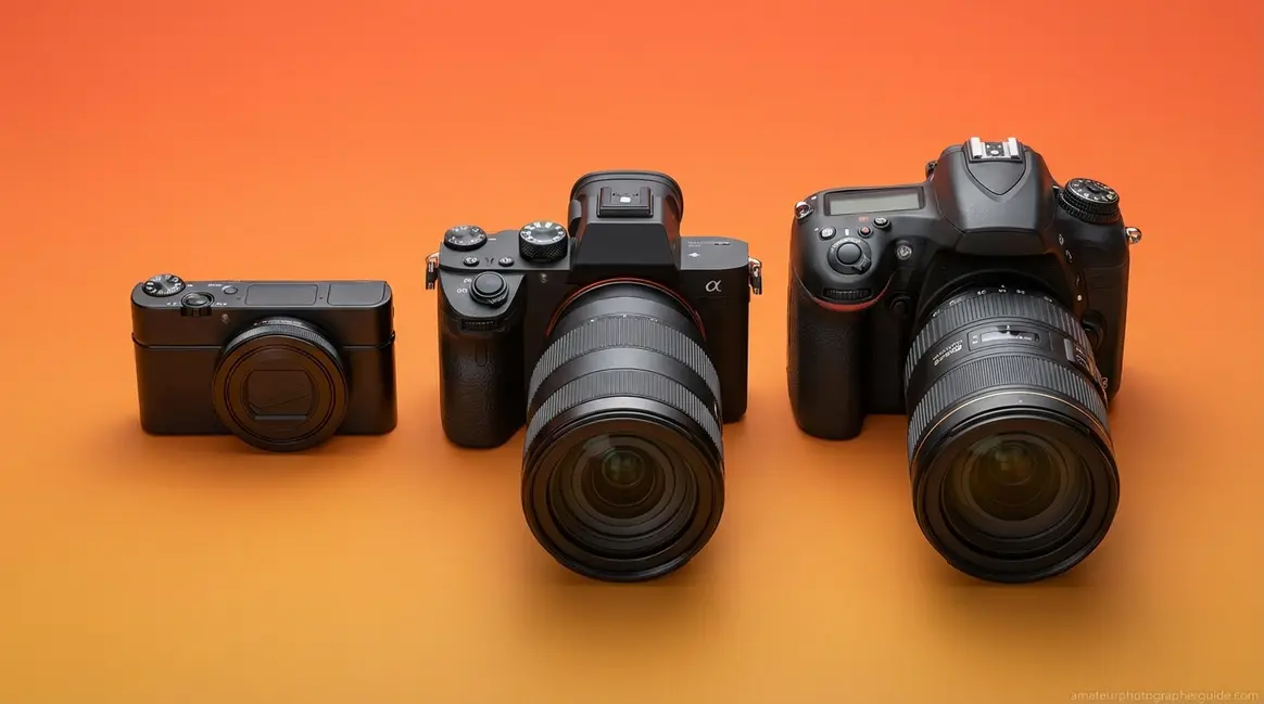 How to choose a camera beginner guide featuring mirrorless, DSLR, and compact models