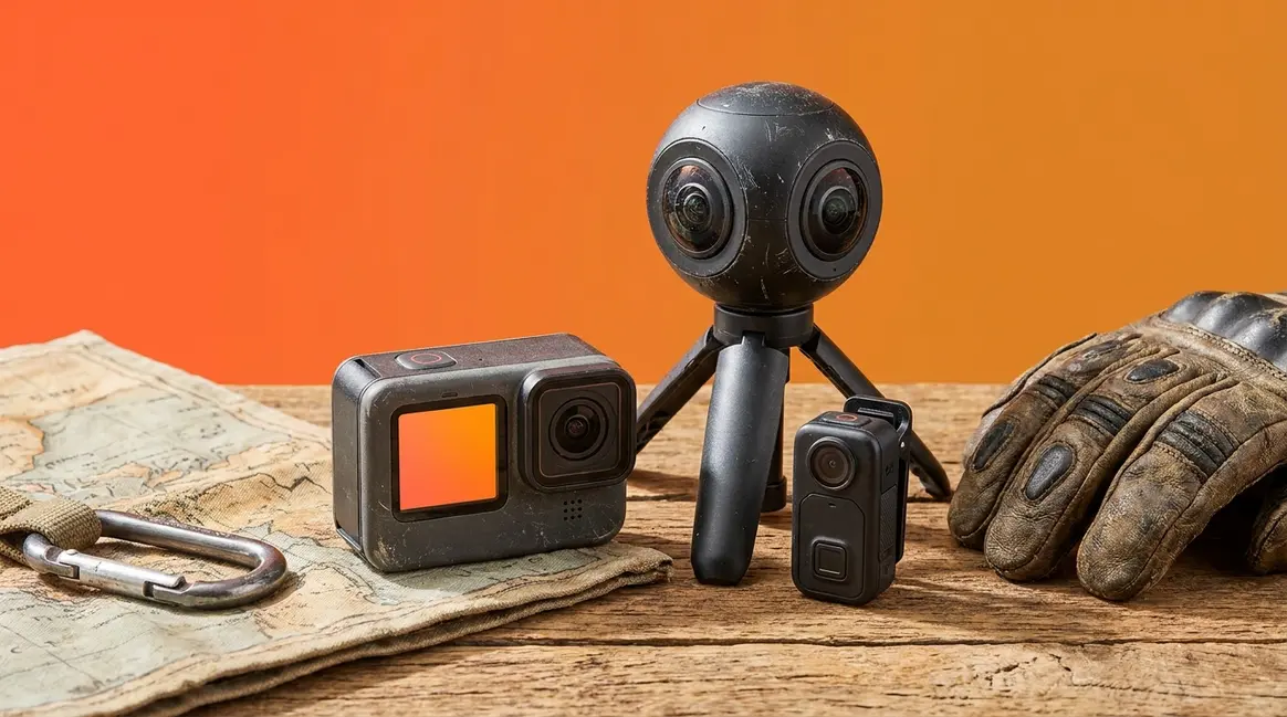 Best action cameras of 2026 lineup showing three tiers from premium to compact wearable